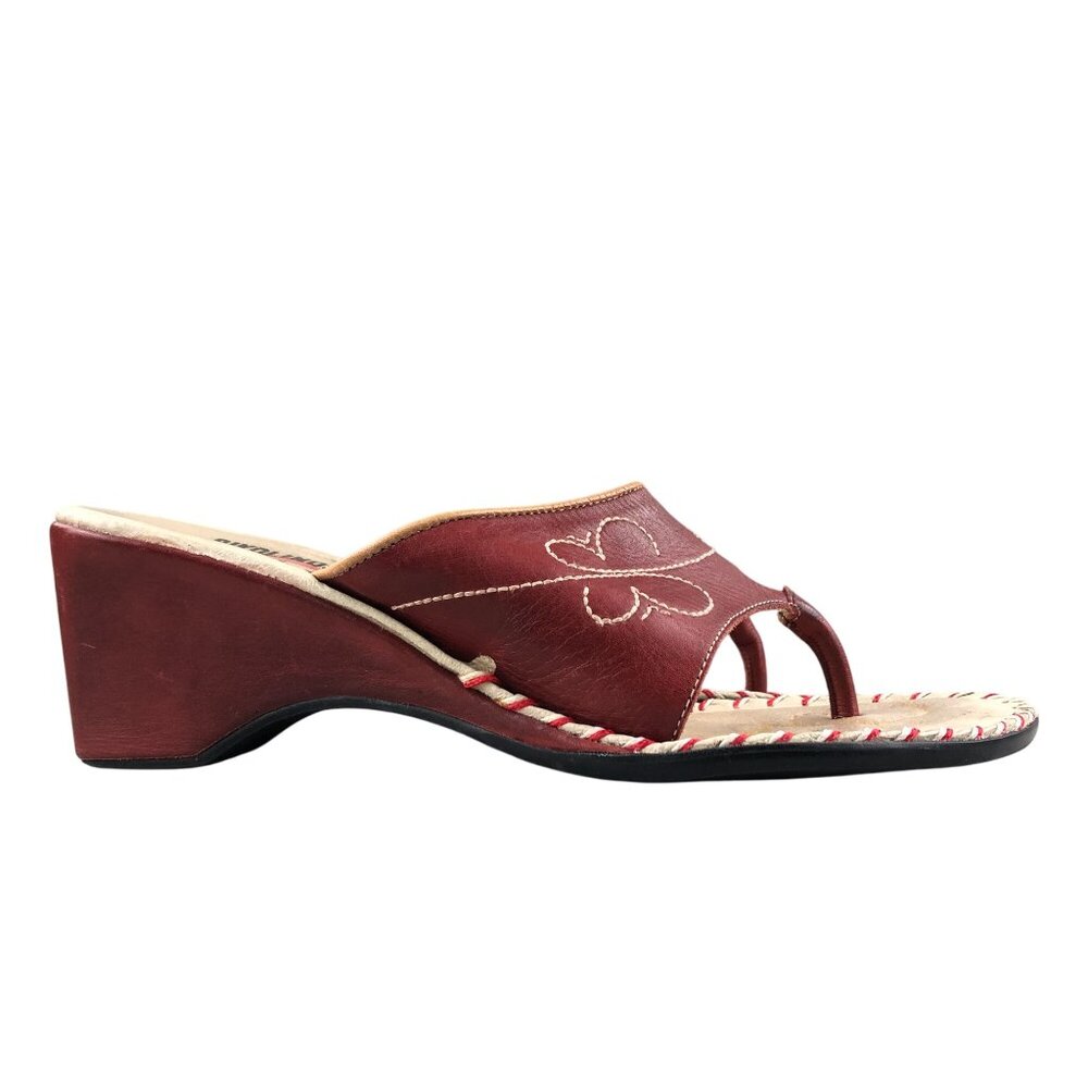 Pikolinos SPAIN Women's EU 41 (10.5-11) Red Leather High Heel Wedge Sandals